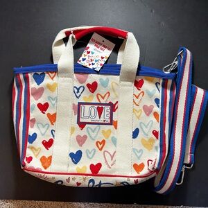 NWT Brighton Limited Ed. Canvas Tote Crossbody Bag Adjustable "Love"